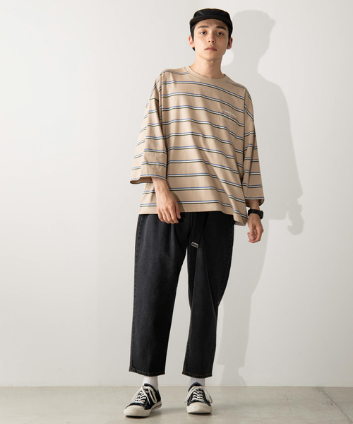 WEGO（ウィゴー）の「WEGO/マルチボーダー5分袖Tシャツ（Tシャツ/カットソー・メンズ・ホワイト系その他5/ブルー系その他5/ベージュ系その他5・MEDIUM/LARGE）」の11枚目の写真