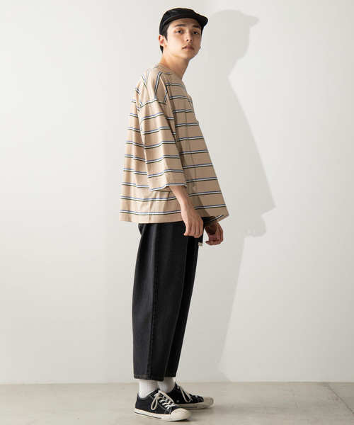 WEGO（ウィゴー）の「WEGO/マルチボーダー5分袖Tシャツ（Tシャツ/カットソー・メンズ・ホワイト系その他5/ブルー系その他5/ベージュ系その他5・MEDIUM/LARGE）」の13枚目の写真