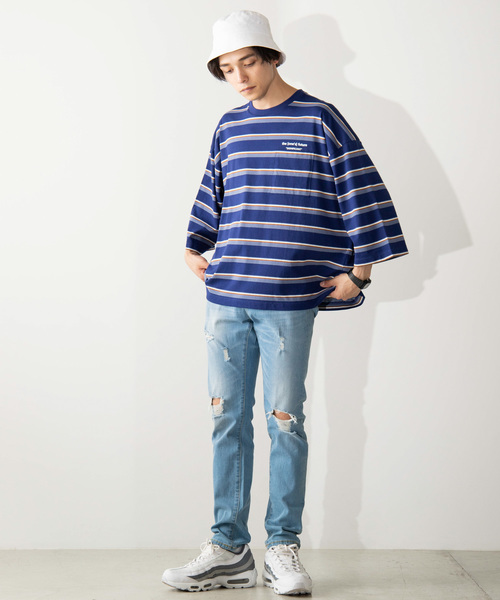 WEGO（ウィゴー）の「WEGO/マルチボーダー5分袖Tシャツ（Tシャツ/カットソー・メンズ・ホワイト系その他5/ブルー系その他5/ベージュ系その他5・MEDIUM/LARGE）」の15枚目の写真