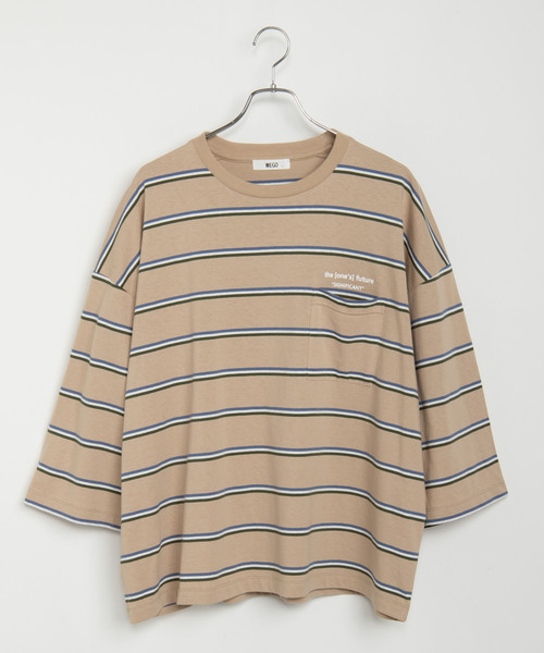 WEGO（ウィゴー）の「WEGO/マルチボーダー5分袖Tシャツ（Tシャツ/カットソー・メンズ・ホワイト系その他5/ブルー系その他5/ベージュ系その他5・MEDIUM/LARGE）」の19枚目の写真