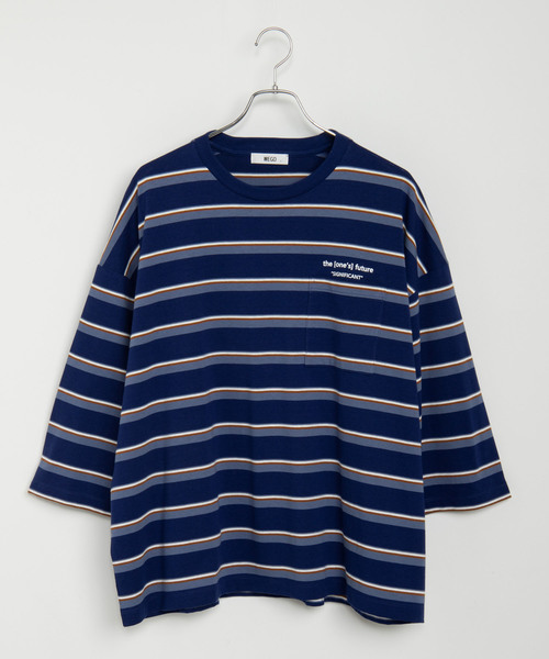 WEGO（ウィゴー）の「WEGO/マルチボーダー5分袖Tシャツ（Tシャツ/カットソー・メンズ・ホワイト系その他5/ブルー系その他5/ベージュ系その他5・MEDIUM/LARGE）」の20枚目の写真