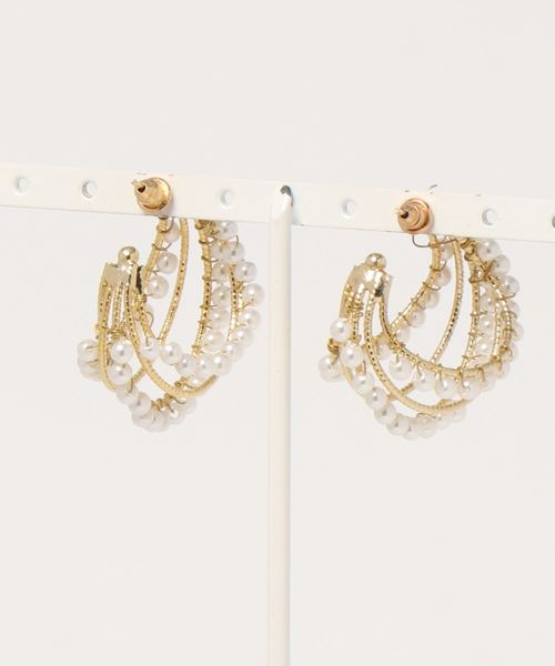 Bou Jeloud（ブージュルード）の「【WEB限定】多重フープパールピアス（ピアス（両耳用）・レディース・ホワイト・FREE）」の4枚目の写真