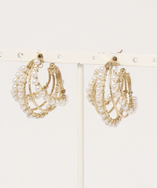 Bou Jeloud（ブージュルード）の「【WEB限定】多重フープパールピアス（ピアス（両耳用）・レディース・ホワイト・FREE）」の3枚目の写真