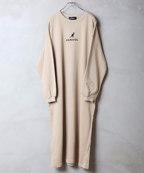 KANGOL(カンゴール)の「【KANGOL/カンゴール】裏毛ワンポイント刺繍ワンピース ビッグシルエット(ワンピース・レディース・ホワイト/ブラック/ベージュ・MEDIUM/LARGE)」の3枚目の写真