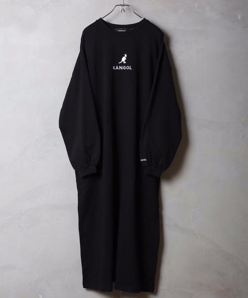 KANGOL(カンゴール)の「【KANGOL/カンゴール】裏毛ワンポイント刺繍ワンピース ビッグシルエット(ワンピース・レディース・ホワイト/ブラック/ベージュ・MEDIUM/LARGE)」の2枚目の写真