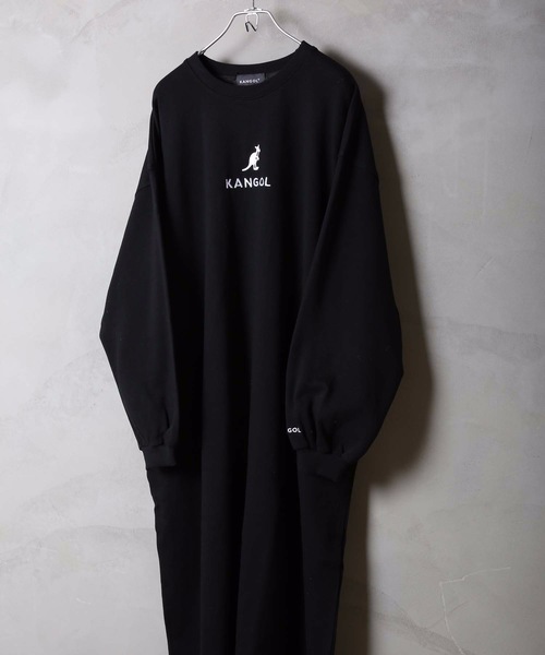 KANGOL(カンゴール)の「【KANGOL/カンゴール】裏毛ワンポイント刺繍ワンピース ビッグシルエット(ワンピース・レディース・ホワイト/ブラック/ベージュ・MEDIUM/LARGE)」の6枚目の写真