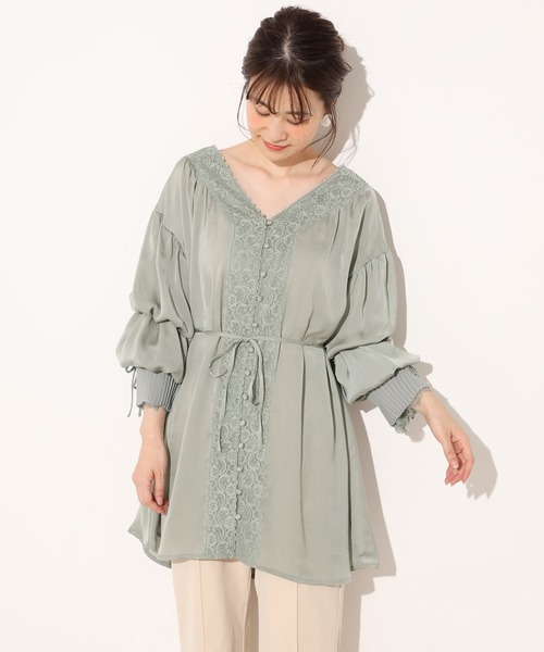one after another NICE CLAUP(ワンアフターアナザーナイスクラップ)の「vintage羽織りワンピース(チュニック・レディース・ピンク/アイボリー/ミント・FREE)」の2枚目の写真