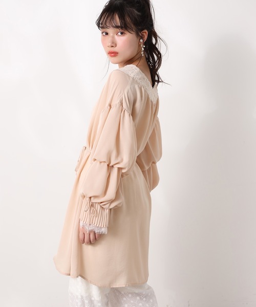 one after another NICE CLAUP(ワンアフターアナザーナイスクラップ)の「vintage羽織りワンピース(チュニック・レディース・ピンク/アイボリー/ミント・FREE)」の4枚目の写真