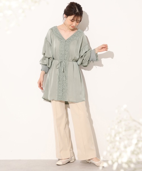 one after another NICE CLAUP(ワンアフターアナザーナイスクラップ)の「vintage羽織りワンピース(チュニック・レディース・ピンク/アイボリー/ミント・FREE)」の9枚目の写真