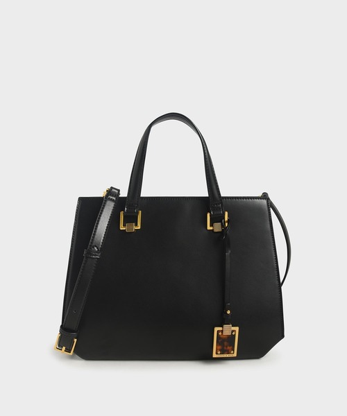 CHARLES & KEITH(チャールズ & キース)の「クラシック ストラクチャードハンドバッグ / Classic Structured Handbag(トートバッグ・レディース・ブラック/カーキ/イエロー/グリーン/クリーム・L)」の1枚目の写真