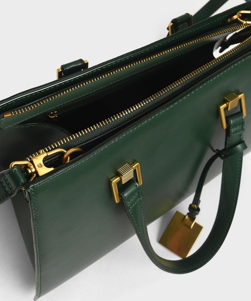 CHARLES & KEITH(チャールズ & キース)の「クラシック ストラクチャードハンドバッグ / Classic Structured Handbag(トートバッグ・レディース・ブラック/カーキ/イエロー/グリーン/クリーム・L)」の8枚目の写真