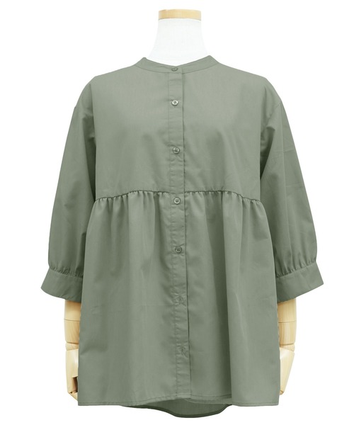 reca（レカ）の「バンドカラーボリューム袖ギャザーフレアシャツ（シャツ/ブラウス・レディース・グリーン系その他/オフホワイト/ブラック/ベージュ・L/M）」の21枚目の写真