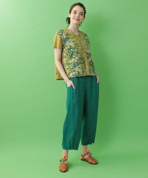 Jocomomola（ホコモモラ）の「Papiroflexia リネンレーヨンパンツ（その他パンツ・レディース・アイボリー/グリーン・40）」の14枚目の写真