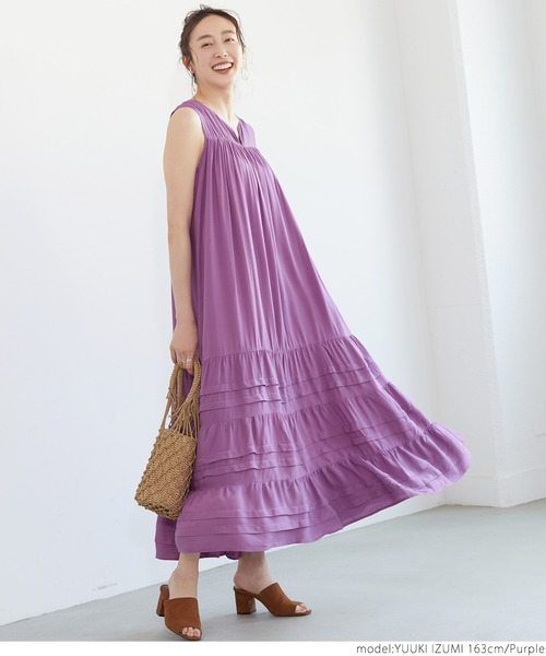 coca（coca）（コカ）の「ティアードワンピース（ワンピース・レディース・ホワイト/ブラック/エメラルド/パープル・ONE SIZE）」の9枚目の写真