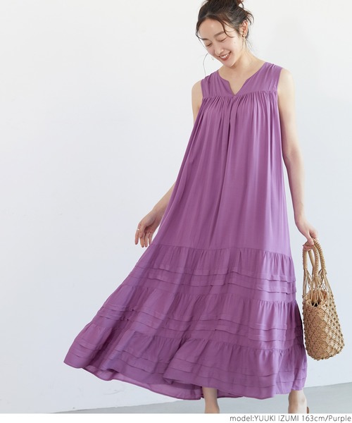 coca（coca）（コカ）の「ティアードワンピース（ワンピース・レディース・ホワイト/ブラック/エメラルド/パープル・ONE SIZE）」の8枚目の写真