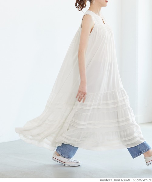 coca（coca）（コカ）の「ティアードワンピース（ワンピース・レディース・ホワイト/ブラック/エメラルド/パープル・ONE SIZE）」の19枚目の写真