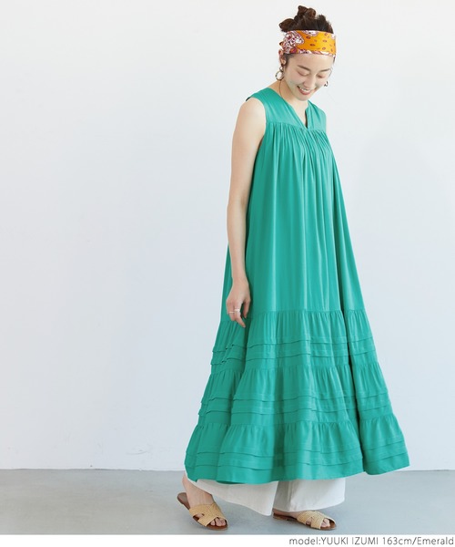 coca（coca）（コカ）の「ティアードワンピース（ワンピース・レディース・ホワイト/ブラック/エメラルド/パープル・ONE SIZE）」の12枚目の写真