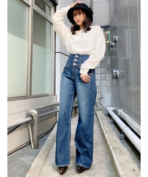 GYDA（ジェイダ）の「バックレースアップHWデニムパンツ（デニムパンツ・レディース・ブルー/インディゴブルー・X-SMALL/SMALL/MEDIUM）」の7枚目の写真