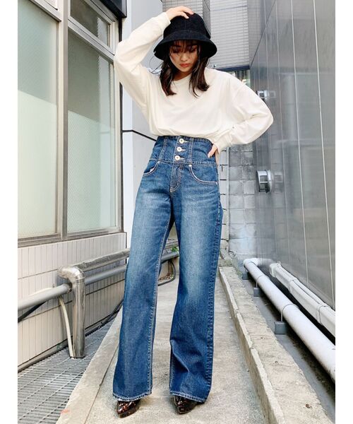 GYDA（ジェイダ）の「バックレースアップHWデニムパンツ（デニムパンツ・レディース・ブルー/インディゴブルー・X-SMALL/SMALL/MEDIUM）」の8枚目の写真