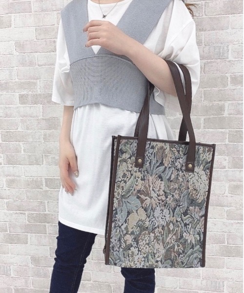 PairPair(ペアペア)の「ゴブラン柄トートバッグ(トートバッグ・レディース・オフホワイト/サックスブルー/モカ・FREE)」の5枚目の写真