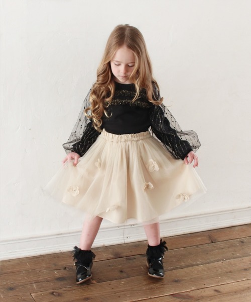 Rora（ローラ）の「ナタリーナ チュールスカート（スカート・キッズ・クリーム・110cm/100cm/120cm/130cm/140cm）」の2枚目の写真