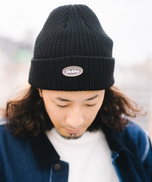 Dickies(ディッキーズ)の「Dickies CALIF LOGO WAPPEN KNIT CAP(ニットキャップ/ビーニー・レディース・オフホワイト/カーキ/ネイビー/ワイン/ブラック/グレー/オレンジ/インディゴブルー・FREE)」の3枚目の写真