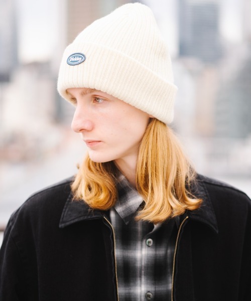 Dickies(ディッキーズ)の「Dickies CALIF LOGO WAPPEN KNIT CAP(ニットキャップ/ビーニー・レディース・オフホワイト/カーキ/ネイビー/ワイン/ブラック/グレー/オレンジ/インディゴブルー・FREE)」の9枚目の写真