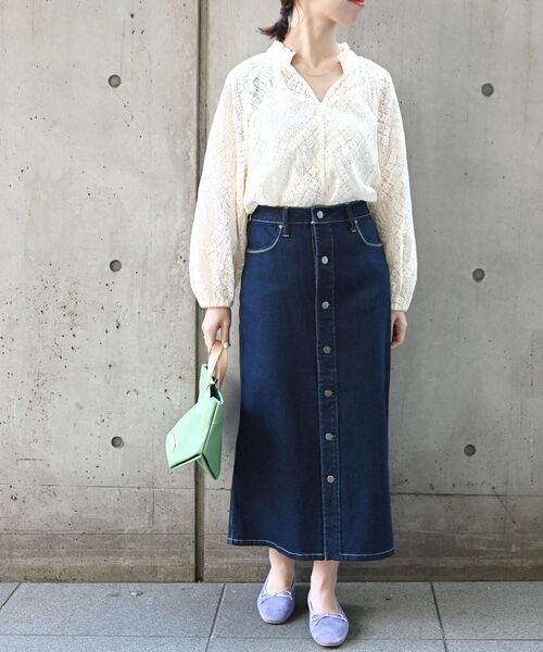 セール】SHIPS any: キーネック レース ブラウス◇（シャツ/ブラウス