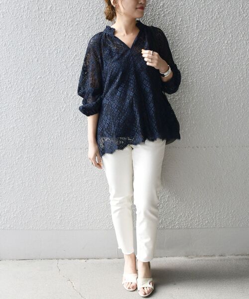ships any キーネック レース ブラウス セール】SHIPS any: キーネック レース ブラウス◇（シャツ