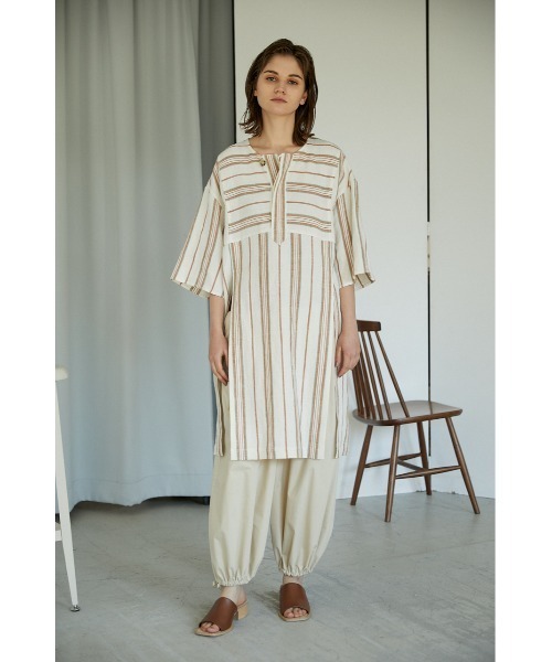 セール】stripe linen tunic(ストライプリネンチュニック)(シャツ ...