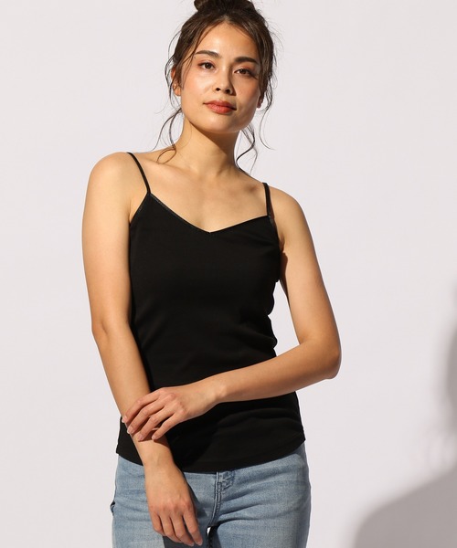 BAYFLOW(ベイフロー)の「オーガニックコットンキャミ(キャミソール・レディース・ブラック/チャコール/アイボリー/モカ/カーキ・SMALL/MEDIUM)」の2枚目の写真