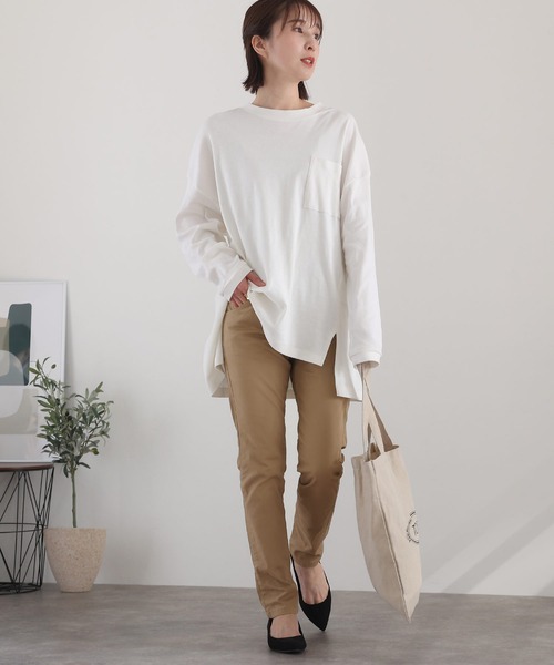 ElegChic(エレグシック)の「ストレッチスキニーパンツ(チノパンツ・レディース・アイボリー/ベージュ/ブラック/チャコール/カーキ/オフホワイト・L/M)」の1枚目の写真