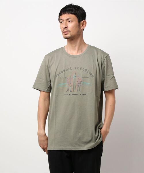 JEANS MATE（ジーンズメイト）の「【ZERO STAIN】サーフプリントＴシャツ　汗染み防止（Tシャツ/カットソー・メンズ・ホワイト/サックスブルー/その他1/その他3/レッド/その他2/ネイビー/ホワイト系その他/カーキ/ブルー/その他4/ピンク系その他/ベージュ/ブルー系その他・MEDIUM/SMALL/X-LARGE/LARGE）」の5枚目の写真