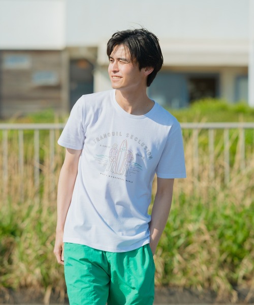 JEANS MATE（ジーンズメイト）の「【ZERO STAIN】サーフプリントＴシャツ　汗染み防止（Tシャツ/カットソー・メンズ・ホワイト/サックスブルー/その他1/その他3/レッド/その他2/ネイビー/ホワイト系その他/カーキ/ブルー/その他4/ピンク系その他/ベージュ/ブルー系その他・MEDIUM/SMALL/X-LARGE/LARGE）」の12枚目の写真