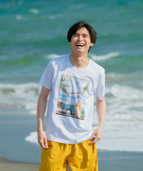 JEANS MATE（ジーンズメイト）の「【ZERO STAIN】サーフプリントＴシャツ　汗染み防止（Tシャツ/カットソー・メンズ・ホワイト/サックスブルー/その他1/その他3/レッド/その他2/ネイビー/ホワイト系その他/カーキ/ブルー/その他4/ピンク系その他/ベージュ/ブルー系その他・MEDIUM/SMALL/X-LARGE/LARGE）」の17枚目の写真
