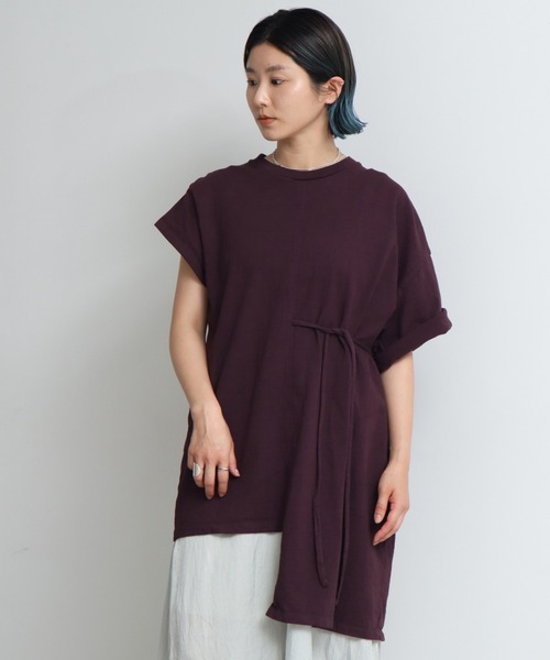 nitca（ニトカ）の「.._●スーパーアメリカンドライ天竺 アシメチュニックT（Tシャツ/カットソー・レディース・ホワイト/ボルドー/グリーン・FREE）」の3枚目の写真