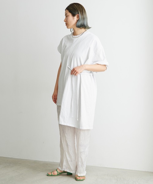 nitca（ニトカ）の「.._●スーパーアメリカンドライ天竺 アシメチュニックT（Tシャツ/カットソー・レディース・ホワイト/ボルドー/グリーン・FREE）」の4枚目の写真