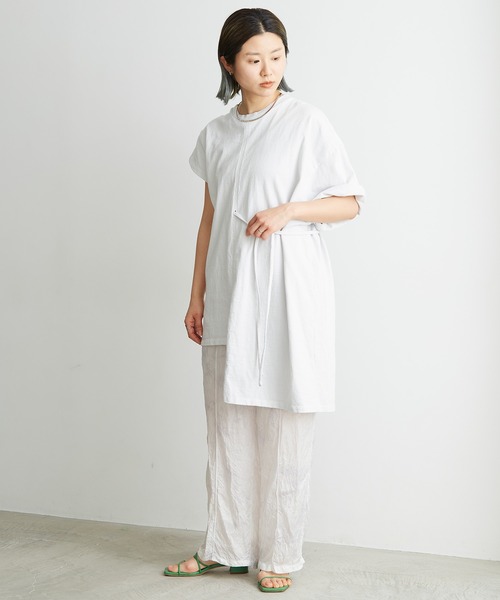 nitca（ニトカ）の「.._●スーパーアメリカンドライ天竺 アシメチュニックT（Tシャツ/カットソー・レディース・ホワイト/ボルドー/グリーン・FREE）」の5枚目の写真