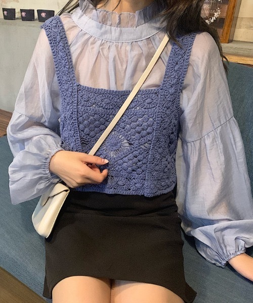 ACT（アクト）の「【ACT -fascination design-】クロシェニットビスチェ（ベスト・レディース・ブルー/グリーン/アイボリー・FREE）」の3枚目の写真