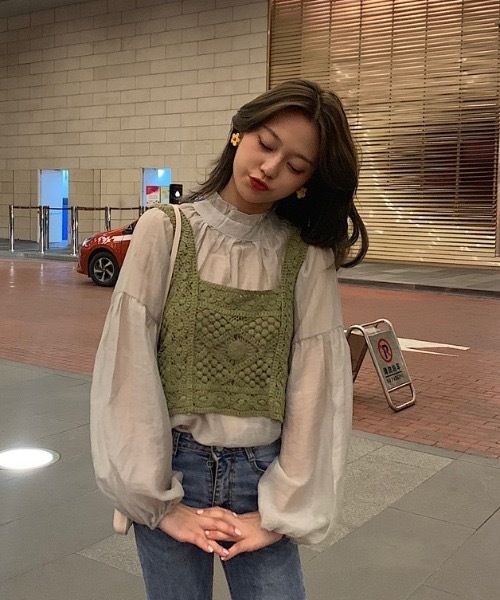 ACT（アクト）の「【ACT -fascination design-】クロシェニットビスチェ（ベスト・レディース・ブルー/グリーン/アイボリー・FREE）」の20枚目の写真