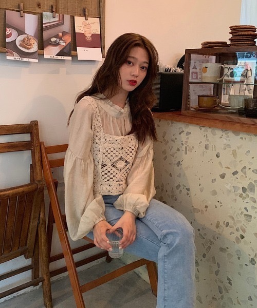 ACT（アクト）の「【ACT -fascination design-】クロシェニットビスチェ（ベスト・レディース・ブルー/グリーン/アイボリー・FREE）」の4枚目の写真