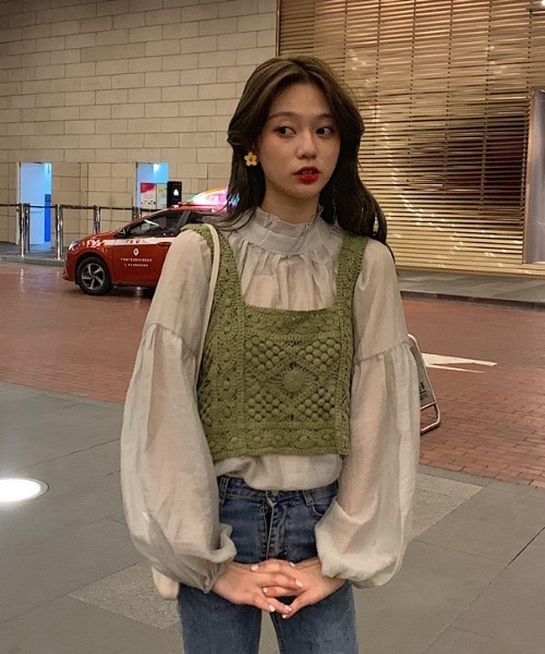 ACT（アクト）の「【ACT -fascination design-】クロシェニットビスチェ（ベスト・レディース・ブルー/グリーン/アイボリー・FREE）」の15枚目の写真