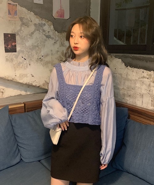 ACT（アクト）の「【ACT -fascination design-】クロシェニットビスチェ（ベスト・レディース・ブルー/グリーン/アイボリー・FREE）」の8枚目の写真