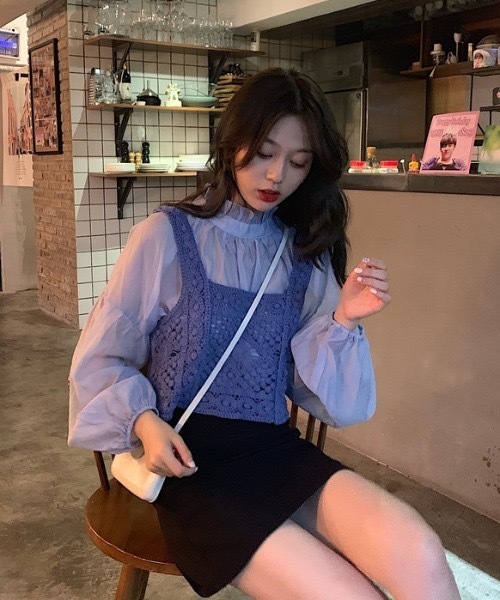 ACT（アクト）の「【ACT -fascination design-】クロシェニットビスチェ（ベスト・レディース・ブルー/グリーン/アイボリー・FREE）」の13枚目の写真