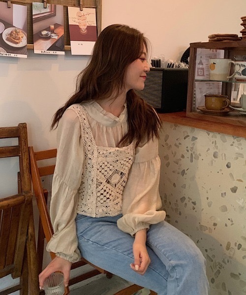 ACT（アクト）の「【ACT -fascination design-】クロシェニットビスチェ（ベスト・レディース・ブルー/グリーン/アイボリー・FREE）」の7枚目の写真