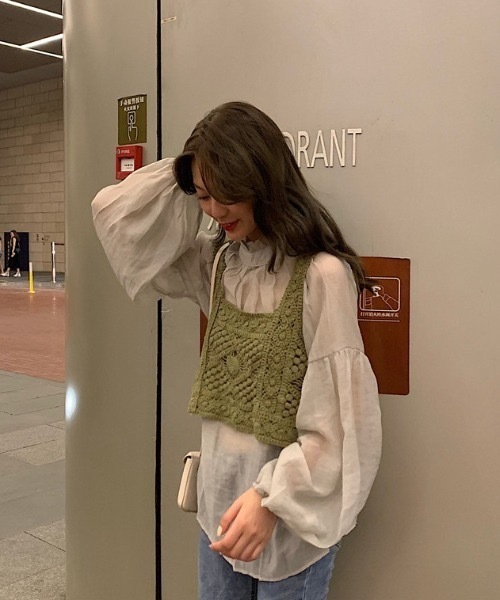 ACT（アクト）の「【ACT -fascination design-】クロシェニットビスチェ（ベスト・レディース・ブルー/グリーン/アイボリー・FREE）」の12枚目の写真