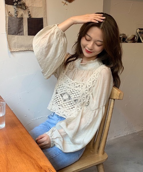 ACT（アクト）の「【ACT -fascination design-】クロシェニットビスチェ（ベスト・レディース・ブルー/グリーン/アイボリー・FREE）」の19枚目の写真