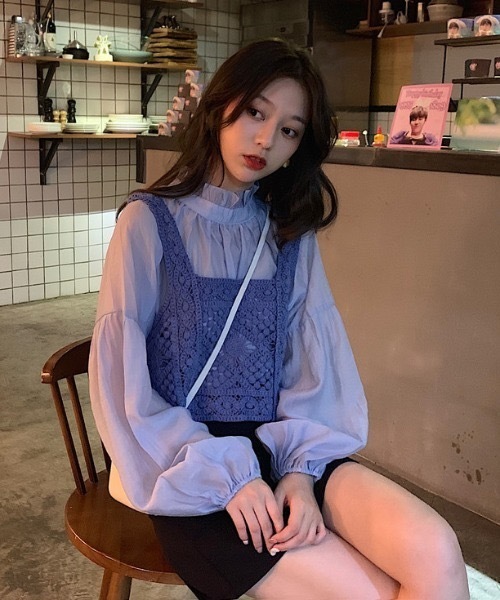 ACT（アクト）の「【ACT -fascination design-】クロシェニットビスチェ（ベスト・レディース・ブルー/グリーン/アイボリー・FREE）」の6枚目の写真