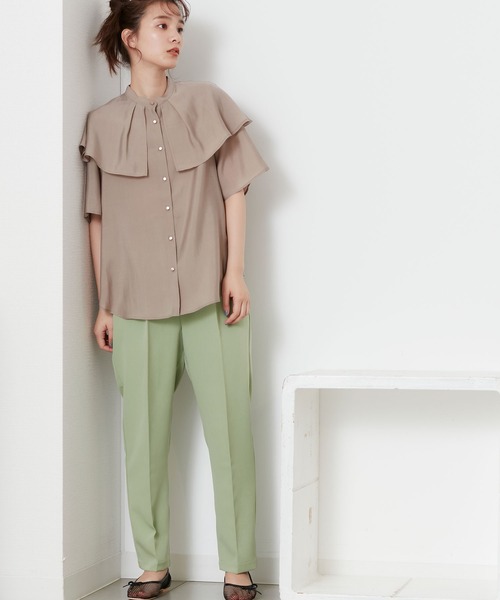 POU DOU DOU（プードゥドゥ）の「センタープレスイージーカラーパンツ（その他パンツ・レディース・ブラック/グリーン/アイボリー・3）」の4枚目の写真