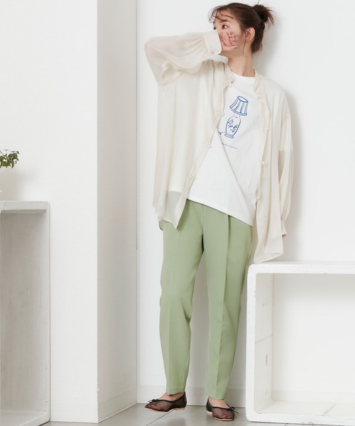 POU DOU DOU（プードゥドゥ）の「センタープレスイージーカラーパンツ（その他パンツ・レディース・ブラック/グリーン/アイボリー・3）」の14枚目の写真